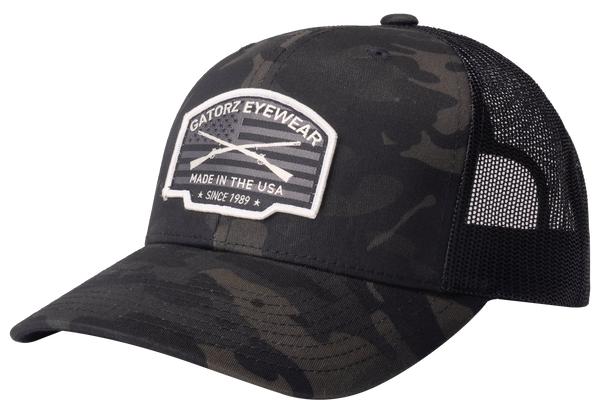 Gatorz Snapback Hat, Multicam, Black, Woven Double Guns patch